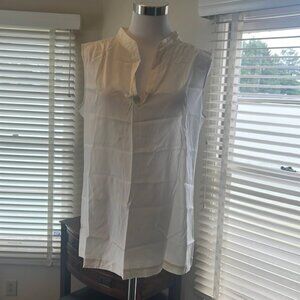 Tory Burch Size 10 Ivory Sleeveless Silk Blouse